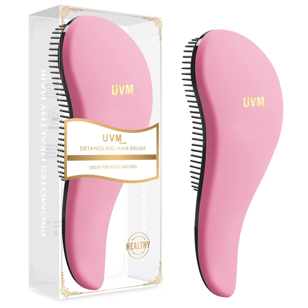 Uvm Pink Detangler Hair Brush Detangling Hairbrush For Women Girls And Kids - Glide The Detangle Brush For Wet Fine Curly Thick And Afro Hair By