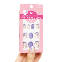 Olive & June Super Stick Mani Unhas Postiças Clássicas | Curto Redondo | Sem Cola Necessária | 32 Unhas