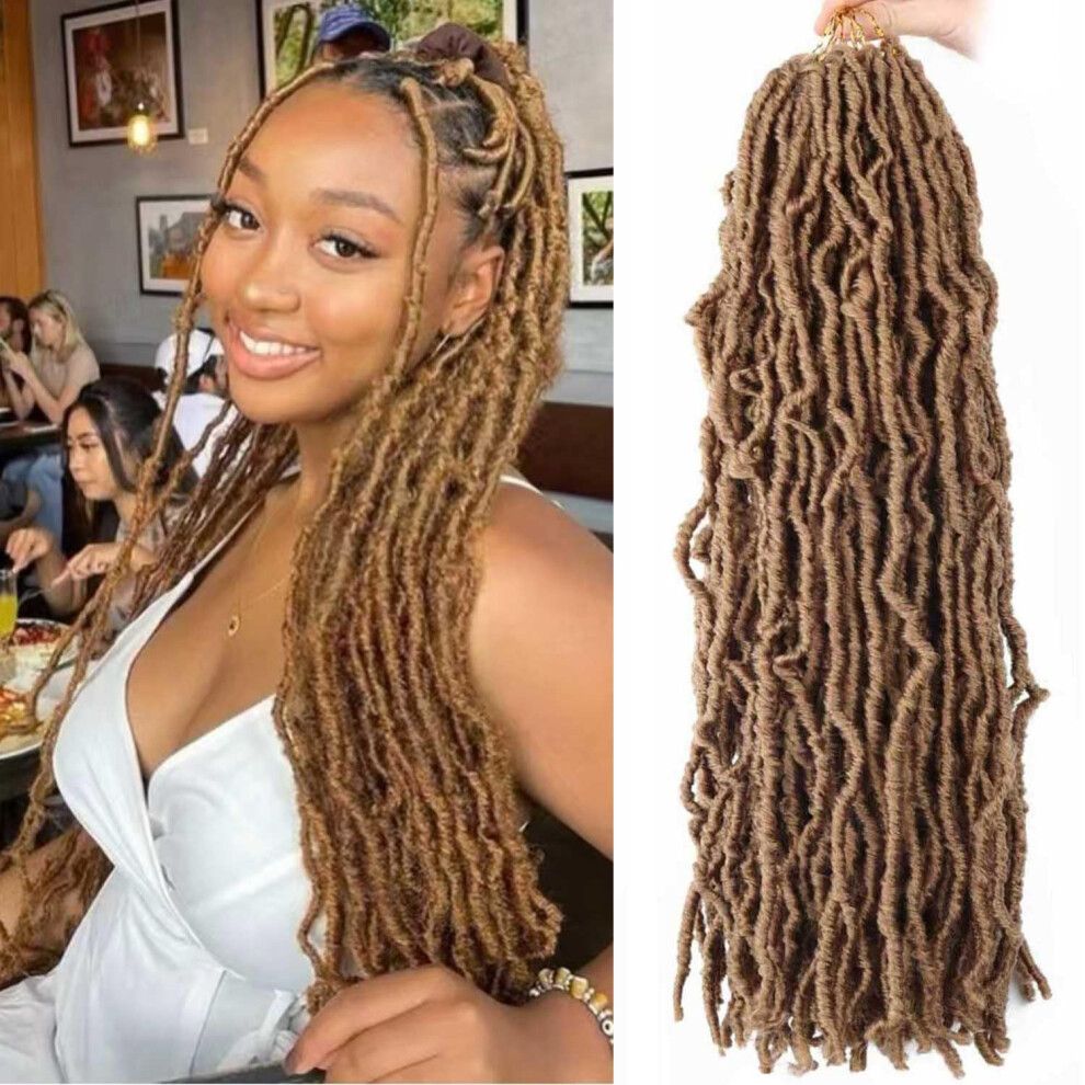 Layashow Unisex Black 8 Packs 24 Inch Soft Locs Crochet Hair Pre Looped Faux Locs Crochet Braids Goddess Locs Dreadlocs Synthetic Hair For Women (27# 24 Inch (P