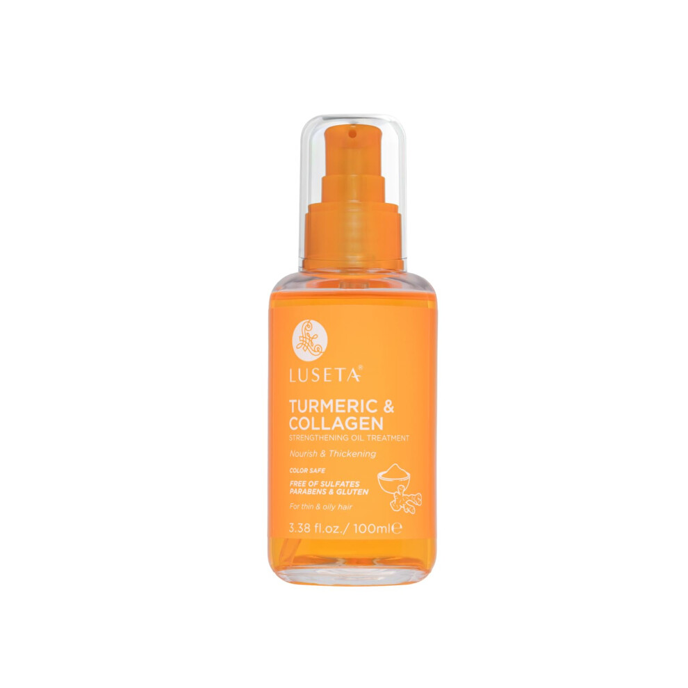 L Luseta Luseta Turmeric & Collagen Hair Serum For Damaged And Thining Hair Strengthening Oil Treatment Preventing Breakage For Women And Men Adding Shine 3.3