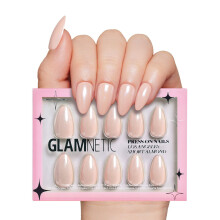 Glamnetic Press On Nails - Los Angeles | Kiinte lpinkymtn poskipuna nude vaaleanpunainen lyhyet mantelikynnet lasitettu viimeistely Uudelleenky