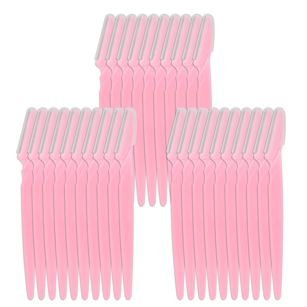 Wbcbec Pink 30 Pieces Eyebrow Razor Shaper Trimmer Shaver Facial Razor With Precision Cover For Women And Men