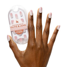 Olive & June Mani Minimalist Unhas Postiças Instantâneas | (Cola) Redondas Curtas, 42 Unhas Falsas 21 Tamanhos