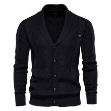 (Y168-Black, CN Size XXL 80-88 kg) Modern Spliced Cardigan Men Streetwear Casual High Quality Cotton Sweater Men Winter Classic Brand Cardigans for Men
