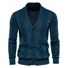 (Y168-Blue, CN Size XXL 80-88 kg) Modern Spliced Cardigan Men Streetwear Casual High Quality Cotton Sweater Men Winter Classic Brand Cardigans for Men