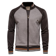 (Y200-Brown, CN Size L 65-72 kg) Modern Spliced Cardigan Men Streetwear Casual High Quality Cotton Sweater Men Winter Classic Brand Cardigans for Men