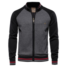 (Y200-Black, CN Size M 55-65 kg) Modern Spliced Cardigan Men Streetwear Casual High Quality Cotton Sweater Men Winter Classic Brand Cardigans for Men