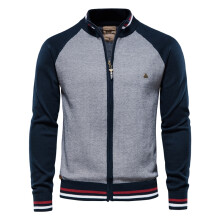 (Y200-Navy, CN Size M 55-65 kg) Modern Spliced Cardigan Men Streetwear Casual High Quality Cotton Sweater Men Winter Classic Brand Cardigans for Men