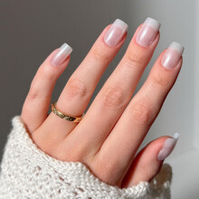 Glamnetic Press On Nails - Classy French | Medium Square Fake Nails Trendy Micro French Tip Salon Quality | 15 Sizes - 30 Nail Kit