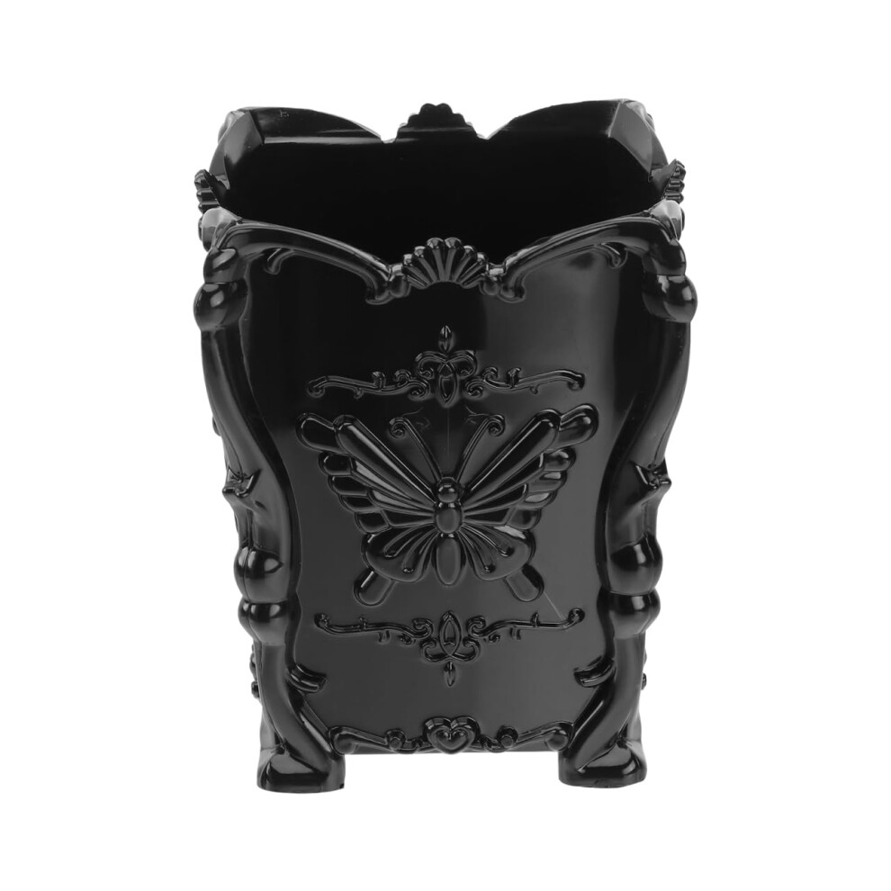 Frcolor Black Acrylic Makeup Brush Pot Cosmetic Brush Holder Organizer Butterfly Decor Pencil Pen Container