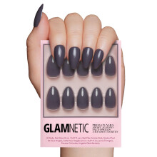 Glamnetic Press On Nails - Cinza Cinza | Unhas postias de amndoa curtas opacas e silenciadas cinza reutilizveis ????em unhas postias com cola