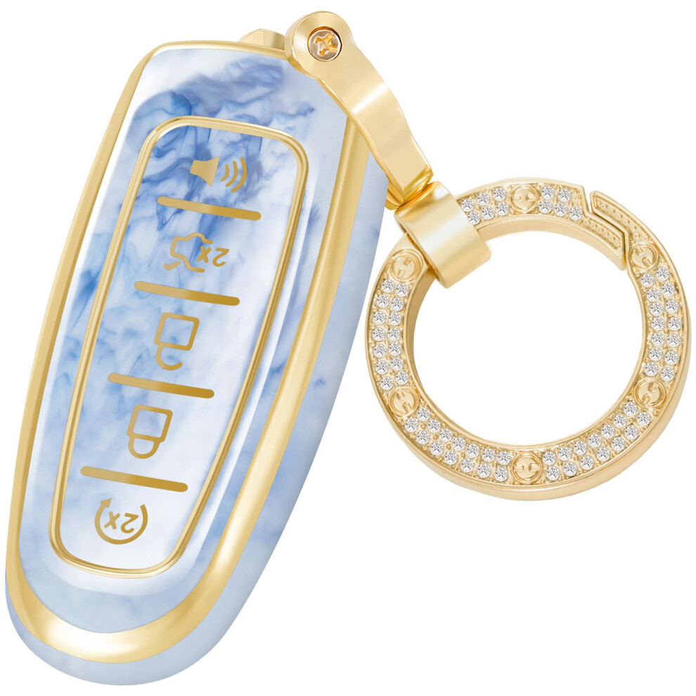Key Fob Cover With Diamond Keychain For Ford Cmax Edge Escape Expedition Explorer Flex Focus Taurus Lincoln Mks Mkt Mkx Navigator Smart Key Case 6482260677071