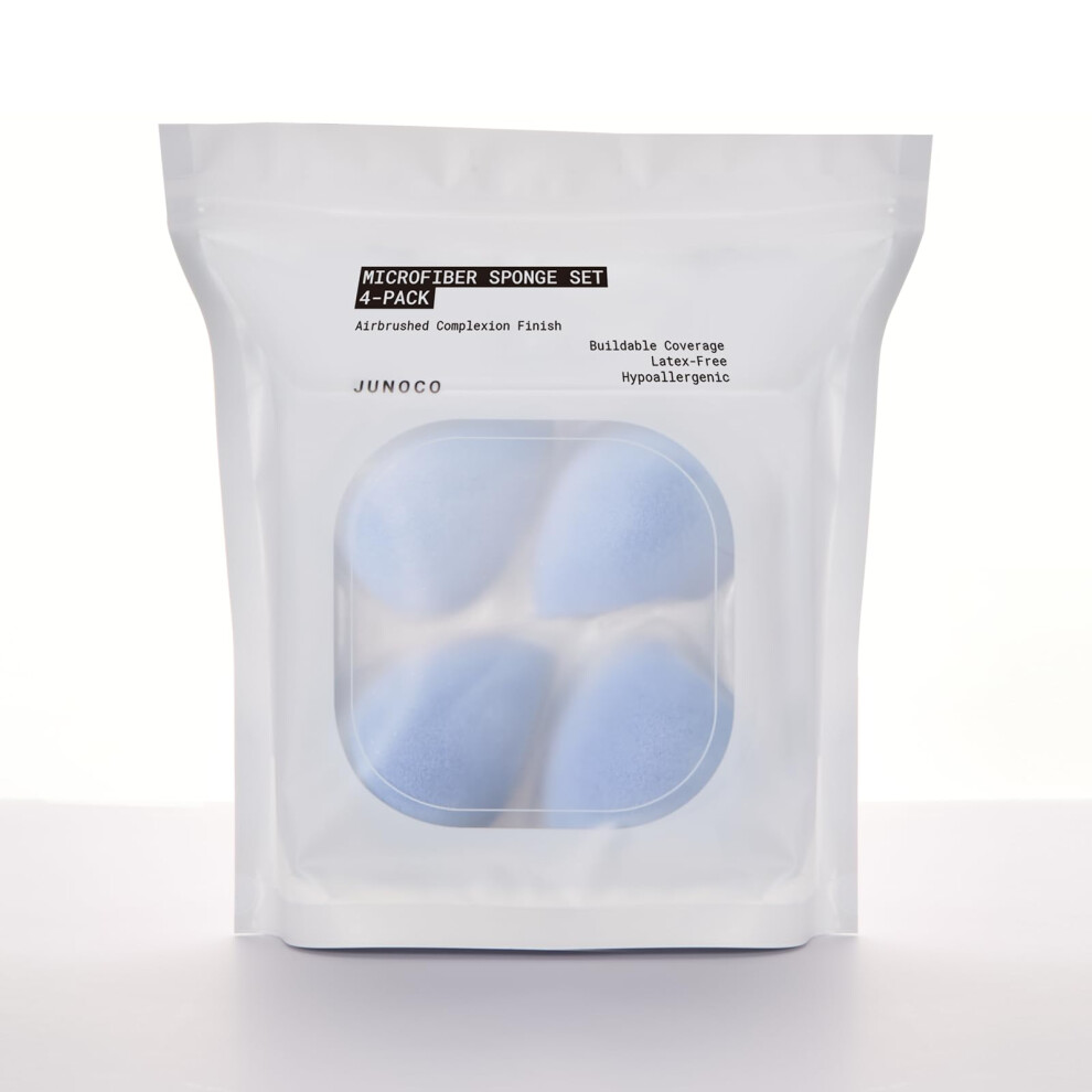 Juno & Co. Microfiber Makeup Sponge Set 4-Pack Dual Layer Technology And Airbrushed Complexion Finish Makeup Blender For Foundation Powder And