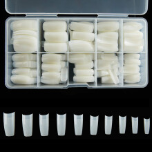 Franse acryl valse nageltips 500 stuks nepnagelvorm kunstmatige kunstnagels tips 10 maten met hoesje voor nagelkunstsalons (natuurlijk)
