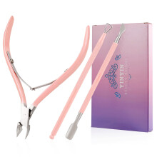 Cuticle Trimmer med Cuticle Pusher og cutter-YINYIN Cuticle Cutter Cuticle Nipper Professionel rustfrit st?l Cuticle Clippers Holdbar pedicure ma