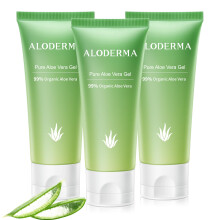 Aloderma Organický Aloe Vera Gel - 1,5oz, Bez vůně, Hydratační, Uklidňující