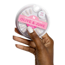 Olive & June Instant Mani-press-on nagels | (Lijm) Kort Rond 42 Kunstnagels 21 Maten Niet-giftig | Langdurige gerecycleerde materialen Realistisch ui