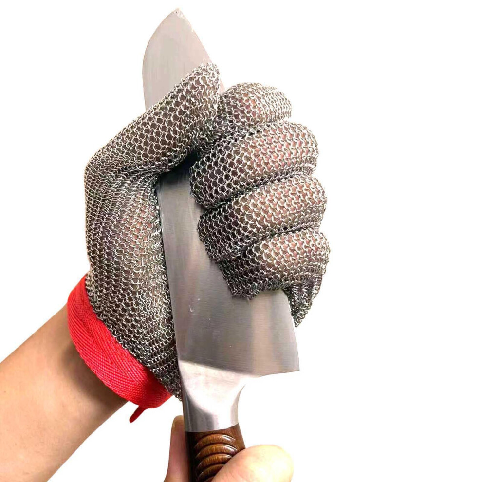 A9 Chainmail Glove, Cut Resistant Stainless Steel Butcher Glove for Meat & Fish Filleting, Size Large, Unisex