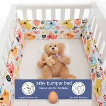 4-in-1 Kinderbett-Schutzpolster-Set Baumwollbezug Bettwäsche-Set für Jungen und Mädchen Sichere Schutzmatte für alle vier Seiten des Kinder