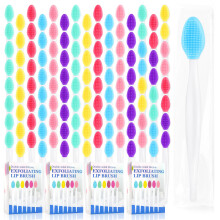 MINGOMINGO 120 Pack Lip Scrub Brush, 3-in-1 Double Sided Silicone Exfoliating Lip Brush for Dark Lips & Nose Care, 6 Colors Exfoliator & Massage & Bla