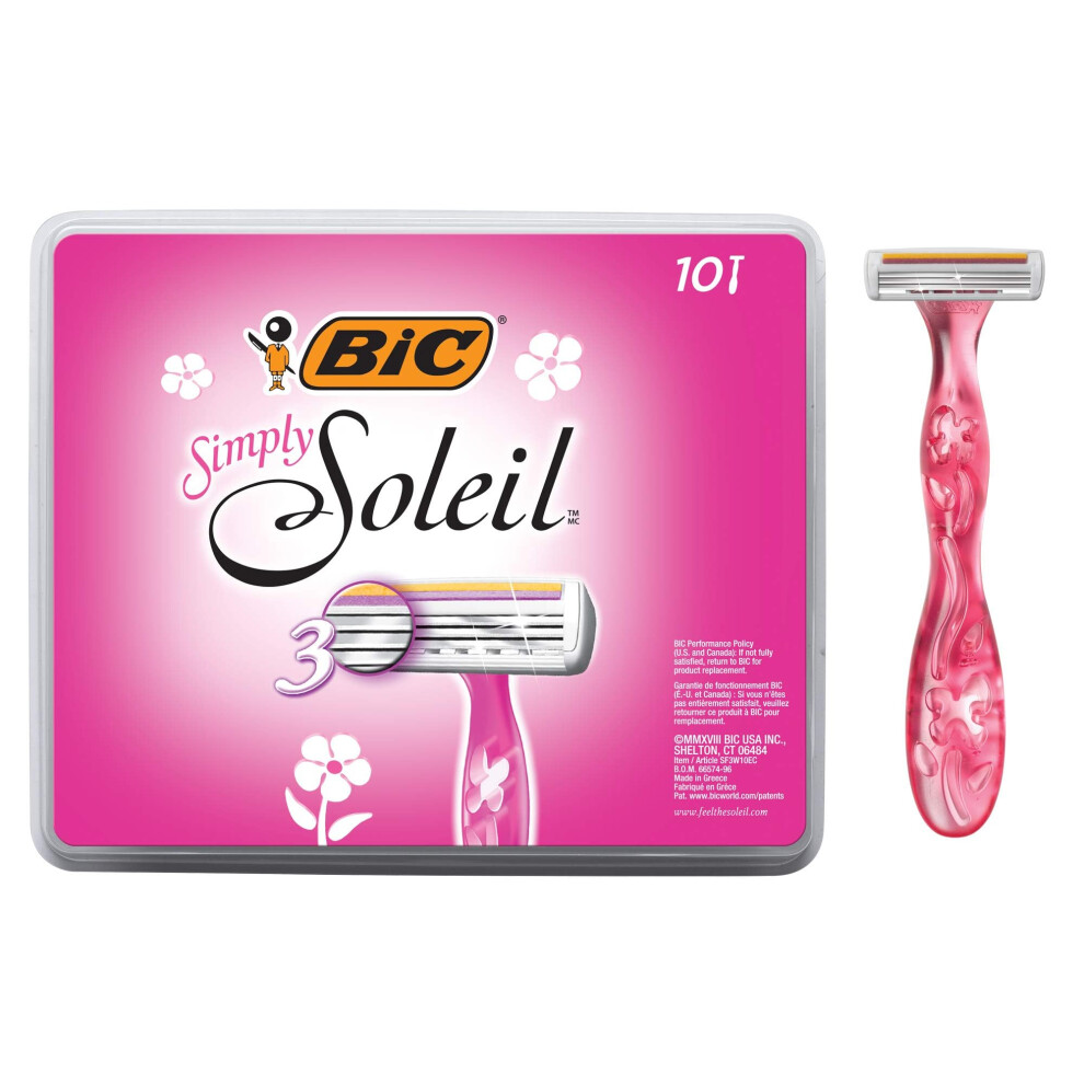 BIC Soleil Simply Smooth Women's Disposable Razors 3 Blades With Moisture Strip For a Silky Smooth Shave 10 Piece Razor Set-image-OPC-PJNRMCM-NEW