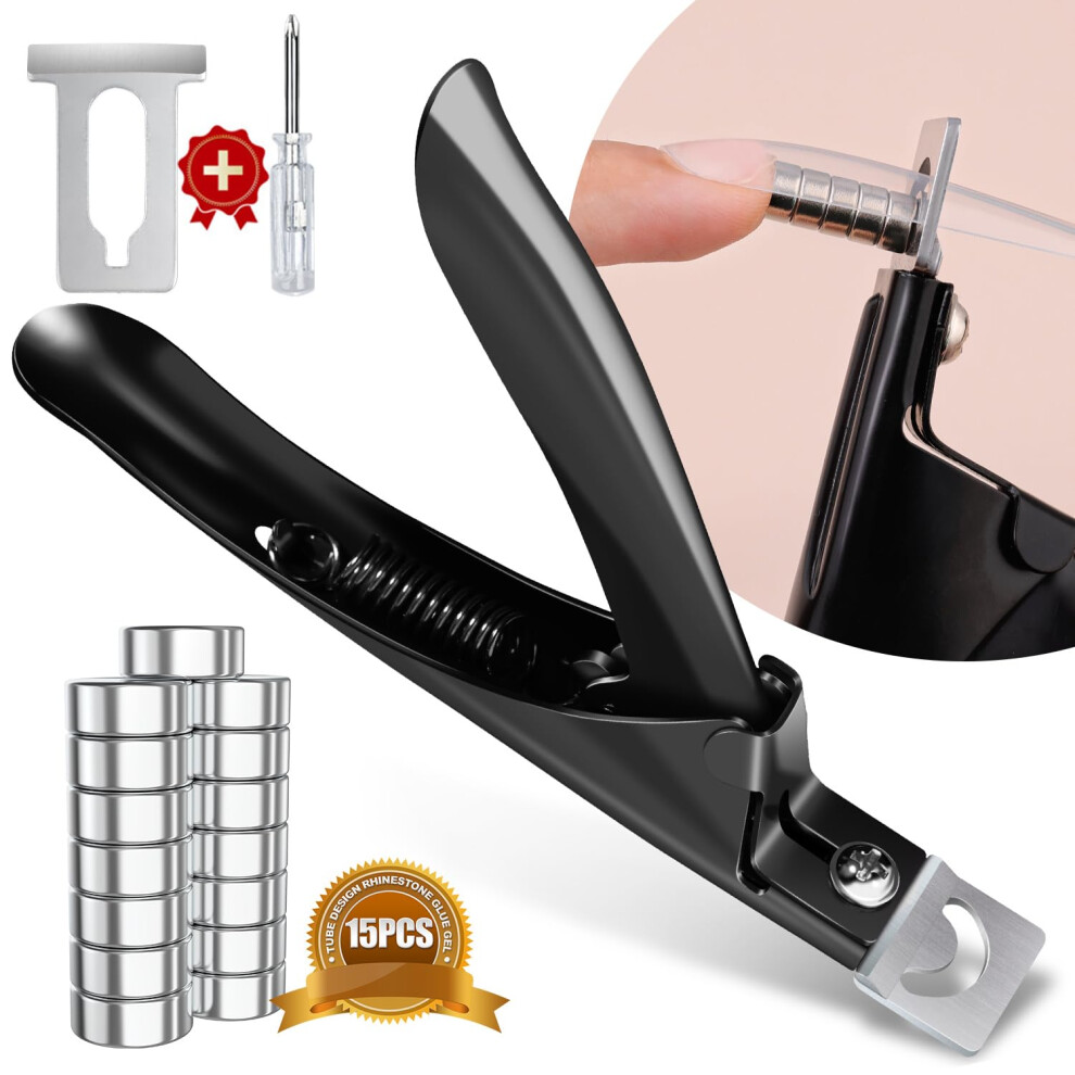 Belleboost Black Metal Premium Adjustable Nail Clippers With Magnet Sizers For Acrylic Nails Professional Stainless Steel Fake False Nail Tip Clipper Cutte