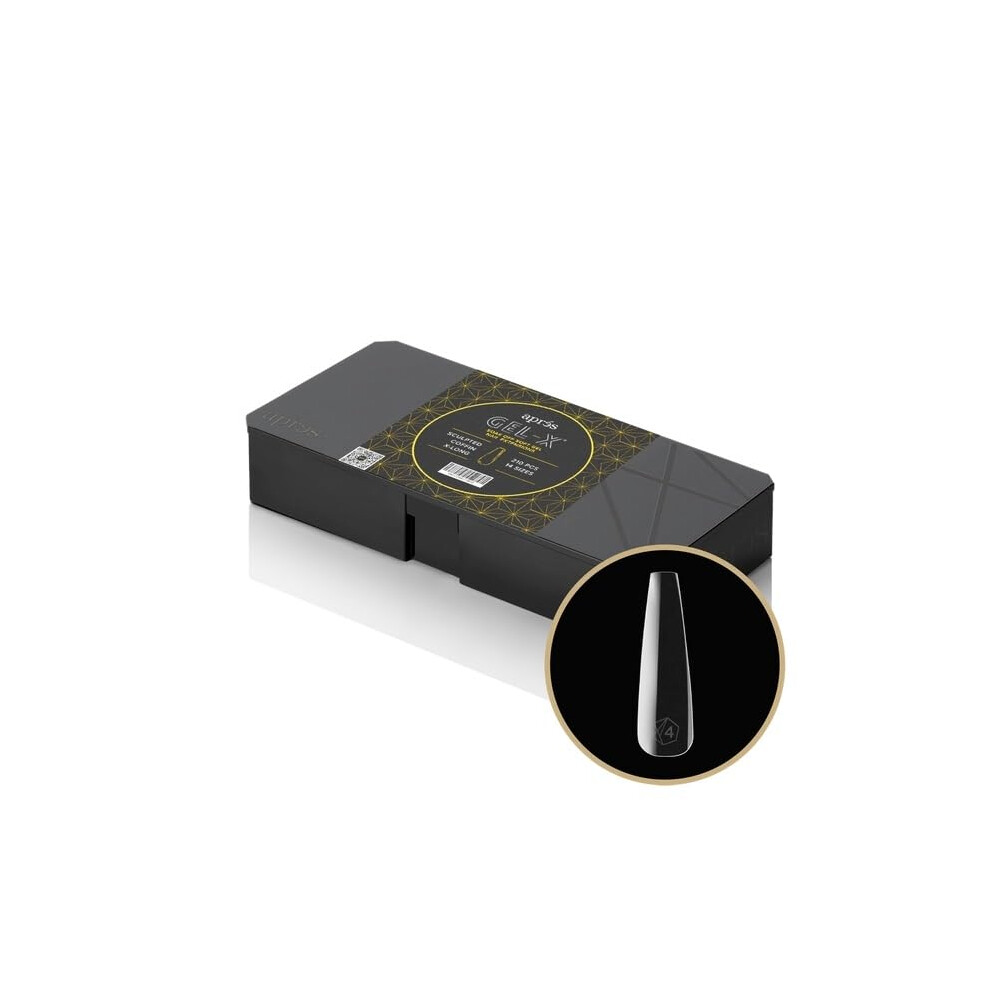 Apr? Apres Gel-X Coffin Box Of Nail Tips | 280 Gel-X Tips Soft Tips 14 Sizes 00-9 | Half-Sizes Included (Sculpted Coffin Extra Long Box 280 Count)