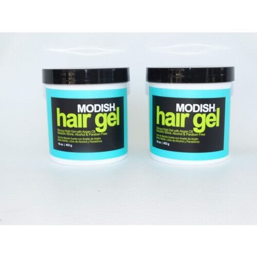 MODISH Gel de cabelo de fixao forte com leo de argan SEM lcool (conjunto de 2) 16 onas