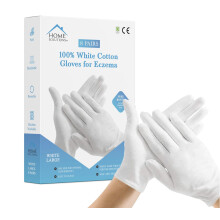 Home Solutions 8 Pairs 100% White Cotton Gloves for Eczema With Free Wash Bag | Moisturizing Treatment for Dry Hands Sleeping Spa Lotion Overni