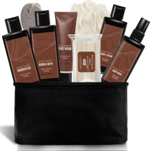 Bath and Body Gift Baskets for Men Body & Earth Sandalwood Mens Bath Set with Body Lotion, Face Wash, Shower Gel, Bubble Bath, Loofah & More, Gift Set