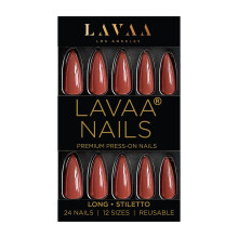 PUMPKIN SPICE Press-On Nails by Lavaa Beauty | Long Stiletto | Brown Glossy Stiletto Nails