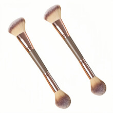 2-i-1 dual-ended makeup b?rste til foundation concealer & pulver - bl?de syntetiske b?rster, der ikke falder af Rejsevenlig blanding og kontureri