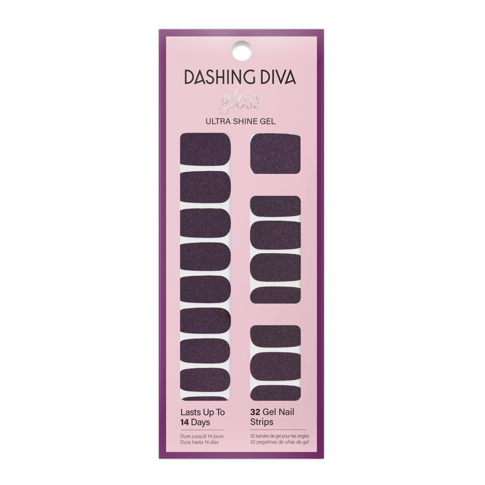 Dashing Diva Gloss Nail Strips - Fig Pop | Uv Free Chip Resistant Long Lasting Gel Nail Stickers | Contains 32 Nail Wraps 1 Prep Pad 1 Nail F