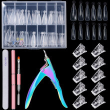 MIKIMIQI Dual Nail Forms Set Poly Gel Snelle Bouw Nail Kit, 120Pcs Stiletto Gel Mallen