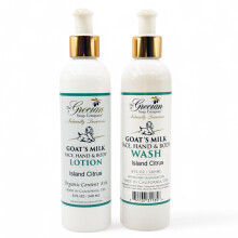 The Grecian Soap Company Balsam i plyn do mycia ciala z koziego mleka - Island Citrus Scent 8 uncji kazdy - Balsam do ciala i plyn do mycia twarzy Na