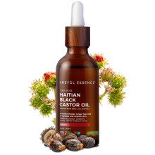 Kreyol Essence  Haitianisches schwarzes Rizinusl fr Haut und Haare, Glasflasche  voller aussehendes Haar, reines, hexanfreies, kaltgepresstes, na