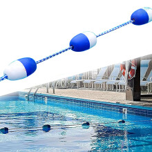Blue & White Lane Lines for Swimming Pools - 5m Floating Pool Safety Rope with Hooks for Competitions and Parties