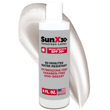 Sun X 30+ SPF Oil Free Sunscreen Lotion (8oz. Bottle) - Free of Parabens, Oxybenzone, & White Cast Properties With Broad Spectrum (UVA/UVB) Protection