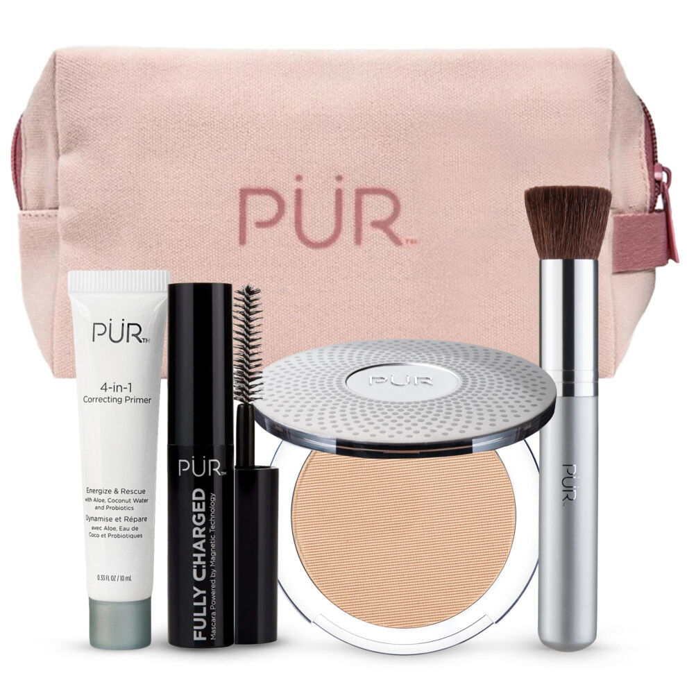 PR Minerals Multitasking Essentials Kit Linen - Makeup Gift Set Includes 4-in-1 Correcting Primer Fully Charged Mascara 4-in-1 Pressed Mineral