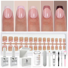 SXC Cosmetics French Tip Press On Nails - Tom de pele Nu e Cor Srie XS Square X-Pro Tips Starter Kit ST113KIT