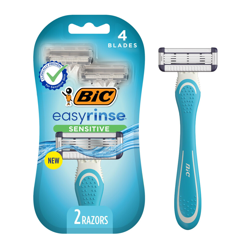 BIC EasyRinse Sensitive Anti-Clogging Men's Disposable Razors Clinically Proven for Sensitive Skin Shaving Razors With 4 Blades 2 Count-image-OPC-PJNRNRQ-NEW