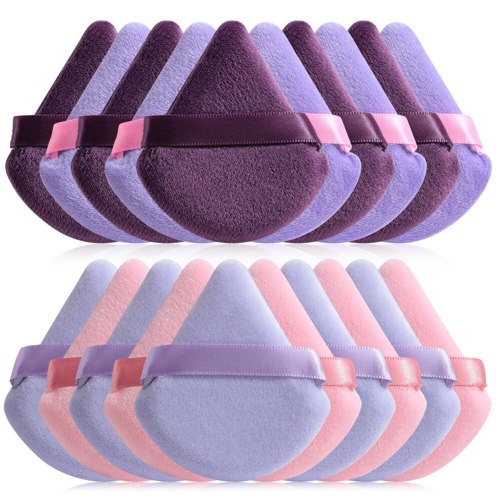 Bs-Mall Purple Triangle Puffs Makeup Sponge Set 20 Pieces Cosmetic Applicators For Foundation Powder Blush Large Pack (Purple)