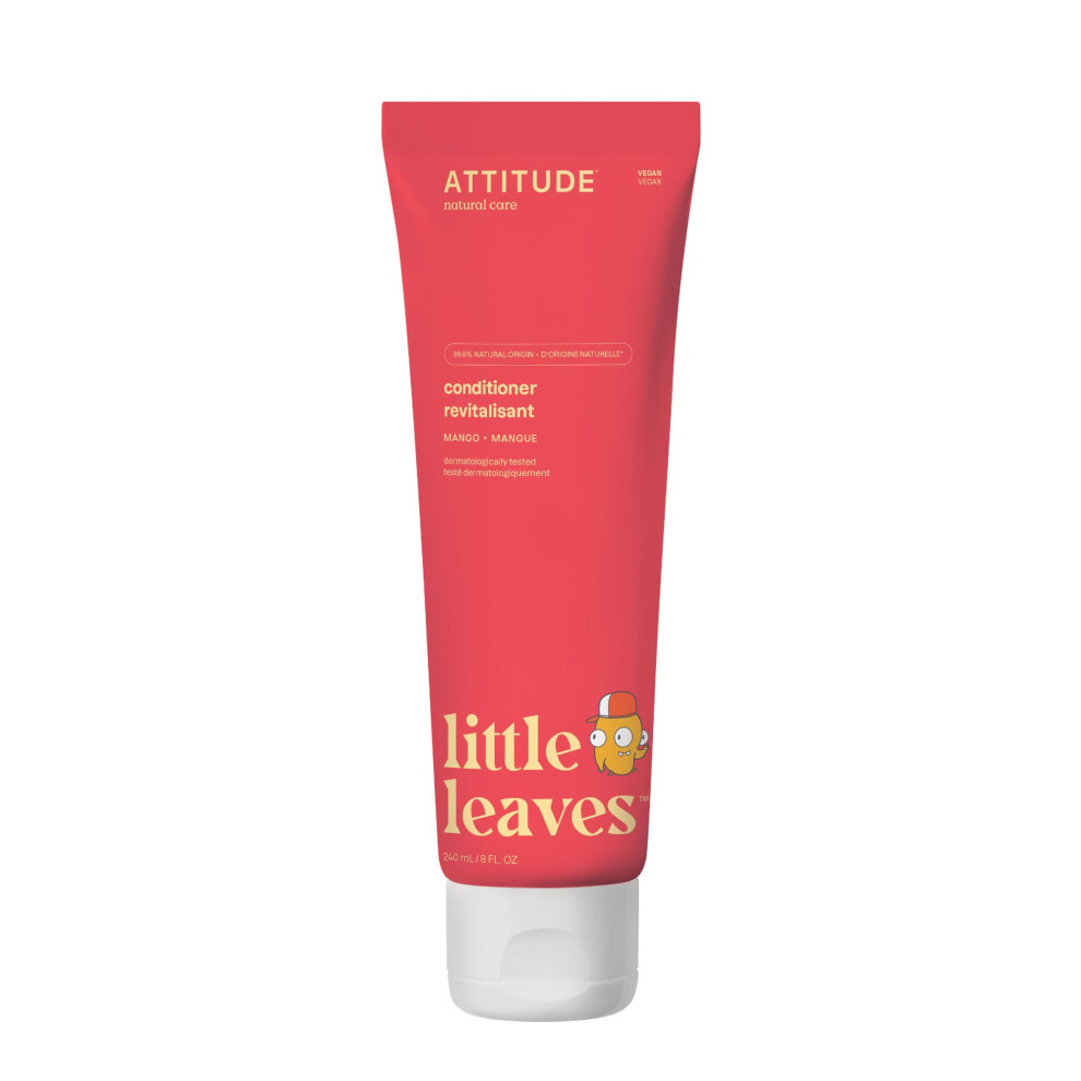 Hair Conditioner For Kids, Dermatologically Tested Products, Plant- And Mineral-Based Detangler, Vegan, Mango, 8 Fl Oz Attitude