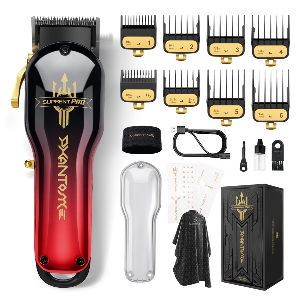 Suprent Pro Professional Hair Clippers For Men- Premium Barber Clippers Dlc-Coated Blade & Brushless Motor- Rechargeable Haircutting Kit With Diy