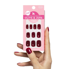 Olive & June Classic Super Stick Mani Unhas Postiças | Extra Curto Squoval | Sem Cola Necessária | 32 Unhas em 16 Tamanhos