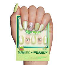 Glamnetic x Hello Kitty e Friends Press On Nails - Keroppi | Unhas postias curtas ovais com grfico verde pastel com acabamento aveludado | 15 T