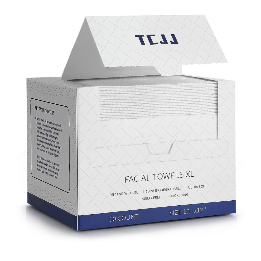 Tcjj Disposable Face Towels Clean Towels Xl 100% Usda Biobased Face Towel Dry Wipes For Women Sensitive Skin Cleansing Skincare And Makeup Remover