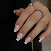 30 Stck weie French-Tip-Ngel zum Aufdrcken, kurze Sargngel, zum Aufdrcken, kurze knstliche Ngel, T-frmig, Acryl, franzsischer Kleber auf de