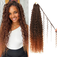 Goddess Boho Box Braids Crochet Hair-8 Packs 24 Inch Crochet Box Braids for Black Women Pre Looped (T30 24 Inch (Pack of 8))