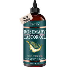 Olejek rycynowy rozmarynowy na porost wlosw (16 uncji) - Naturalne serum na porost wlosw Live Fraiche - Czysty olej rycynowy z olejkiem rozmarynowy